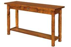 This is our custom built Rock Island sofa table with a drawer. Feel free to choose the wood and stain for it.