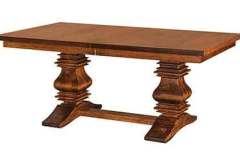 Amish handcrafted Double Pedestal Scottville Dining Room Table with large solid wood classic pedestals.  Shown with a rectangular table top with shaker mission edge.