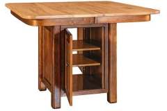 This custom pub table has a cabinet door on 2 opposite sides for the through and through look.