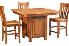 Seen here is our 36" high Shiloh Cabinet Pub table and bar stools. This is all shown in Soft Maple wood.