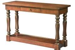 Here is our elegantly designed Sutter sofa table. This is shown here in Brown Maple wood.