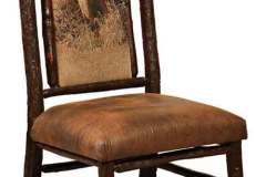 Rustic Hoosier Amish Custom Built Side Chair With Leather and Fabric.