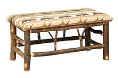 Custom Rustic Amish Built With Bench With Fabric top.