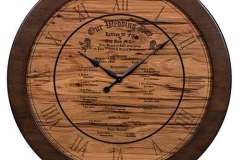 Amish Built Celebration Rustic Wall Clock With Roman Numerals and Memorial in Middle.