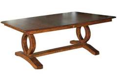 Check out the elegant look of this Master style Double Pedestal Amish made table. Several different woods can be used to make this table as well as choices of sizes and stain colors. When you add leaves to this table the base will stay stationary and the top will slide.