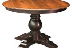 Two tone Albany table. It has a single pedestal and comes in several sizes.