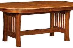 Trestle style Arts and Crafts custom Amish crafted table. Available with or without leaves.