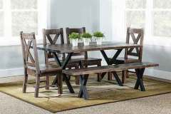 The Laredo dining set is crafted out of rough sawn brown maple hardwood and shown stained with an Almond stain.  Paired with our Laredo bench and Houston chairs, you have a dining room set that will be passed down as an heirloom.