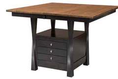 Shown Brown Maple wood is the Lexington cabinet table. This one has 3 drawers under the table top.