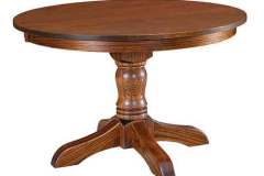 Round Oak McKenzie Single Pedestal custom table. Shown in solid top.