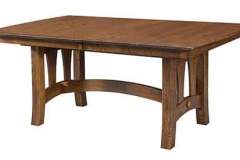 Arched stretcher of the Naperville trestle table is shown here.