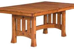 Amish custom Olde Mission Trestle table. The arched stretcher really shows the design of the table.