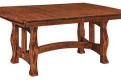 The Bow End top highlights the Reno Trestle table. Custom Amish made.