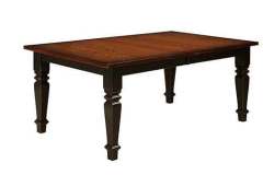 Here is the two tone Stanwood Leg table in Brown Maple wood. Michael's Cherry and black are the colors.